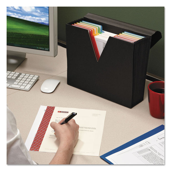 ColorVue Expanding File w/ SuperTab, 11" Expansion, 13 Sections, 1/2-Cut Tab, Letter Size, Black/Multicolor