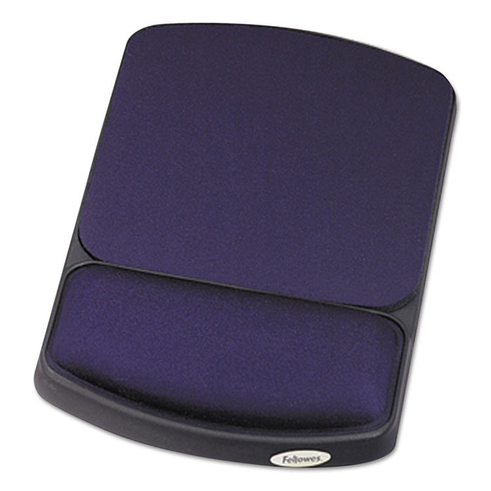 Gel Mouse Pad with Wrist Rest, 6.25" x 10.12", Black/Sapphire