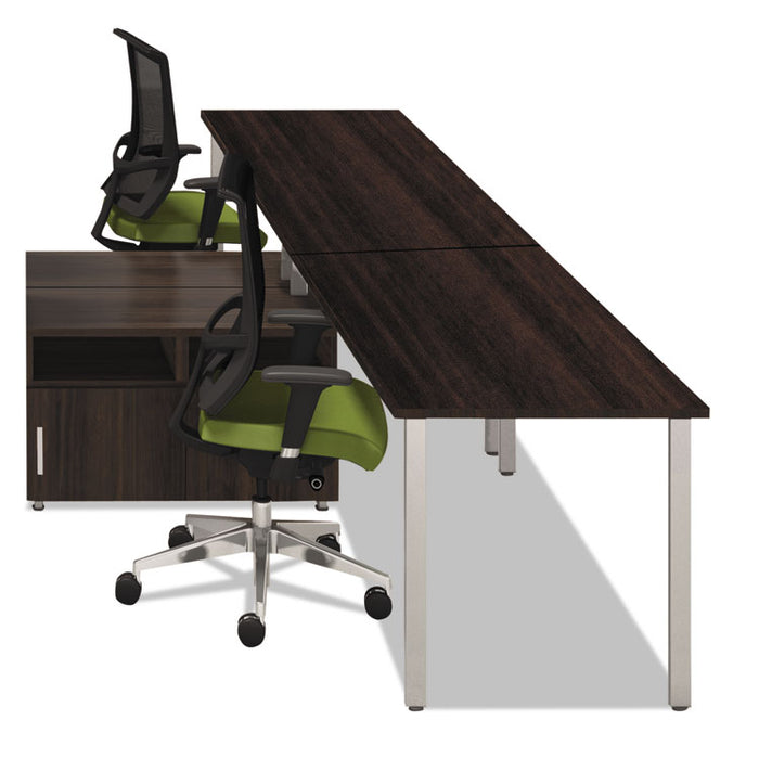 e5 Series Two-Person Workstation, 120w x 73d x 29.5h, Walnut