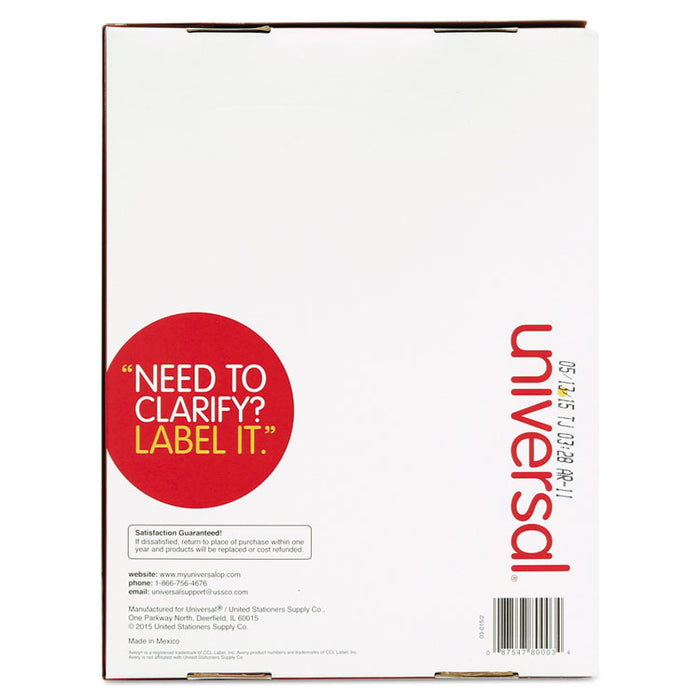 White Labels, Inkjet/Laser Printers, 1.33 x 4, White, 14/Sheet, 250 Sheets/Box