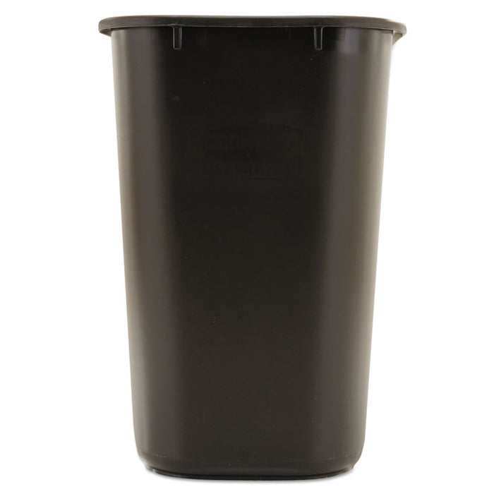 Deskside Plastic Wastebasket, Rectangular, 7 gal, Black