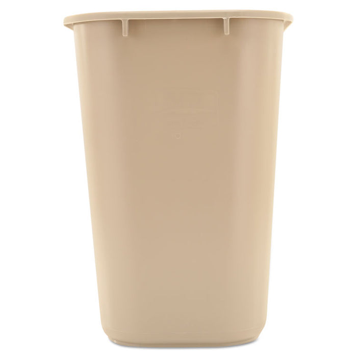 Deskside Plastic Wastebasket, Rectangular, 7 gal, Beige