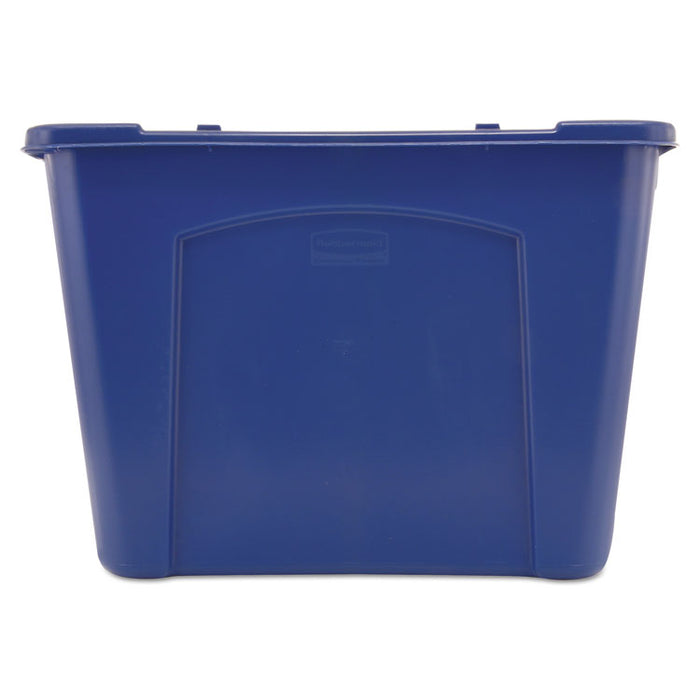 Stacking Recycle Bin, Rectangular, Polyethylene, 14 gal, Blue