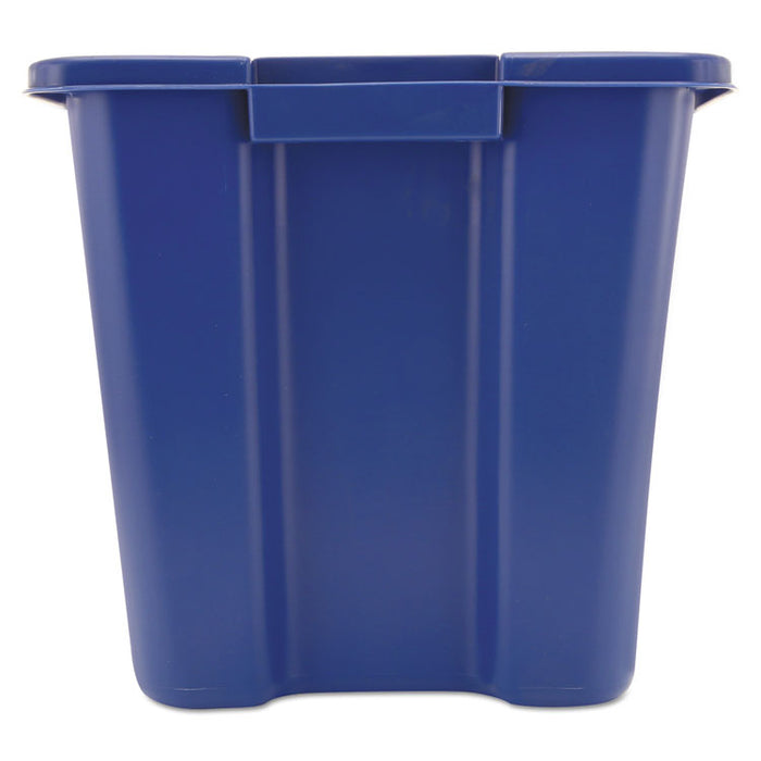 Stacking Recycle Bin, Rectangular, Polyethylene, 14 gal, Blue