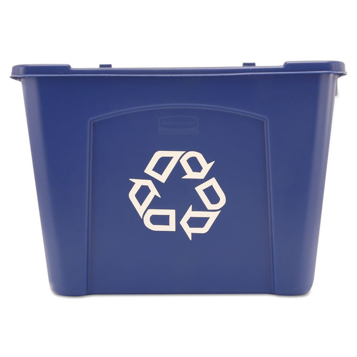 Stacking Recycle Bin, Rectangular, Polyethylene, 14 gal, Blue