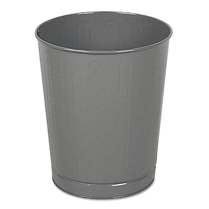 Fire-Safe Wastebasket, Round, Steel, 6.5 gal, Gray