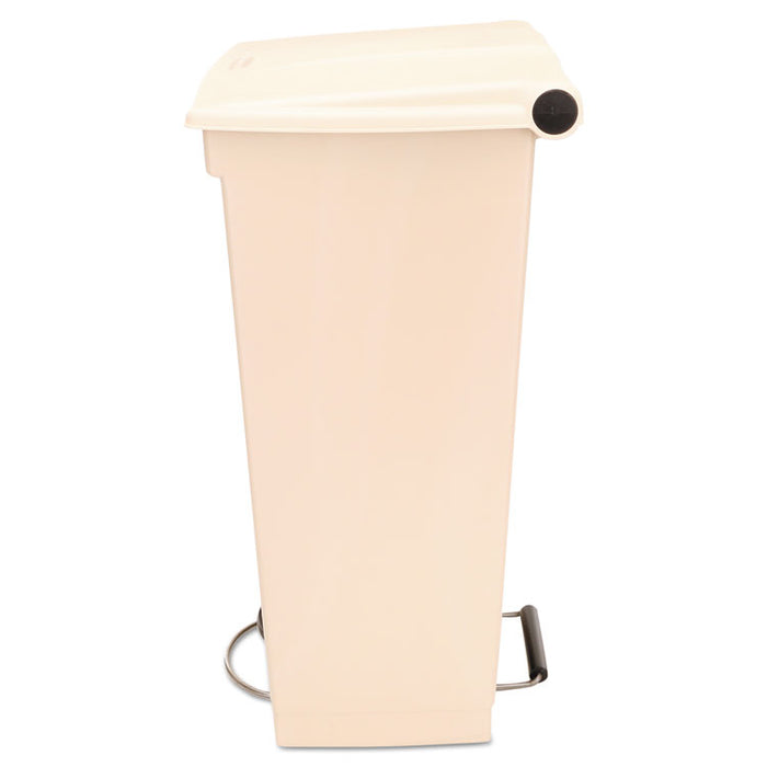 Step-On Receptacle with Wheels, Rectangular, Polyethylene, 23 gal, Beige