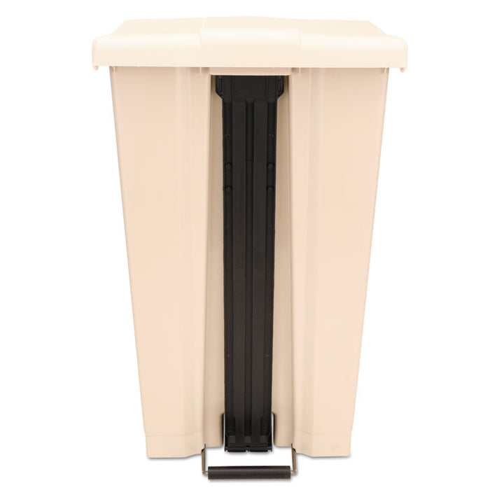 Step-On Receptacle with Wheels, Rectangular, Polyethylene, 23 gal, Beige