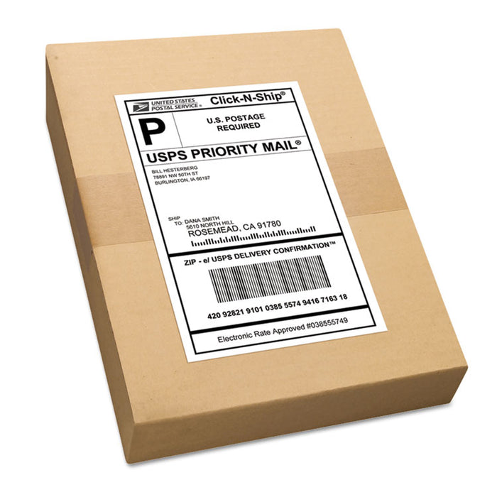 Shipping Labels w/ TrueBlock Technology, Inkjet/Laser Printers, 5.5 x 8.5, White, 2/Sheet, 500 Sheets/Box