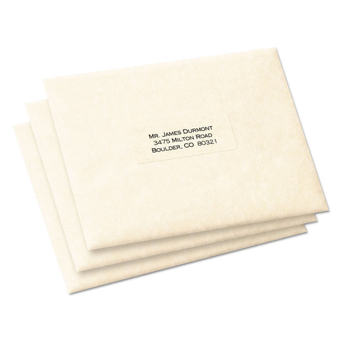 Matte Clear Easy Peel Mailing Labels w/ Sure Feed Technology, Laser Printers, 1 x 2.63, Clear, 30/Sheet, 10 Sheets/Pack