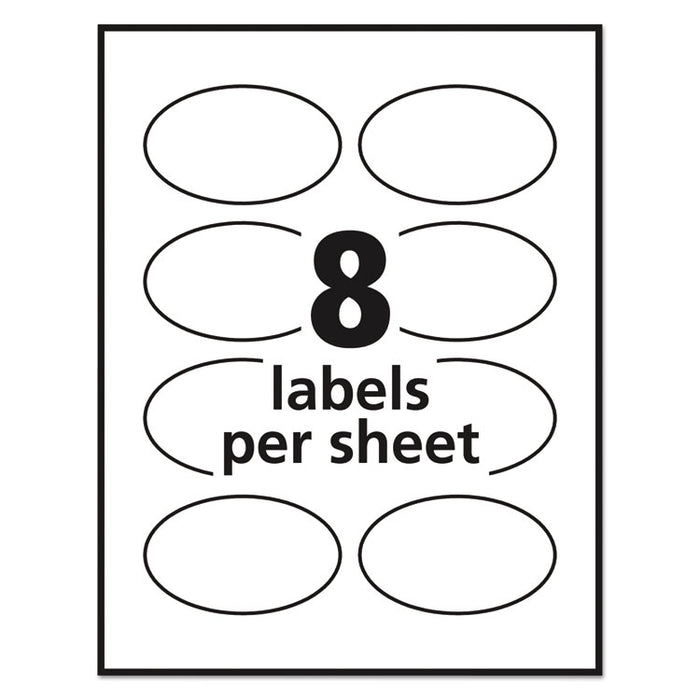 Oval Labels w/ Sure Feed and Easy Peel, 2 x 3.33, Glossy White, 80/Pack