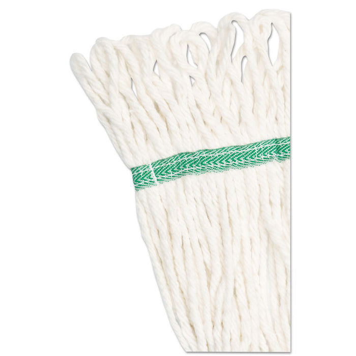 Super Loop Wet Mop Head, Cotton/Synthetic Fiber, 5" Headband, Medium Size, White