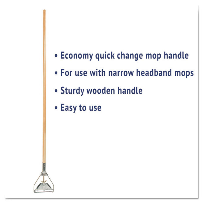 Quick Change Metal Head Mop Handle for No. 20 and Up Heads, 54" Wood Handle