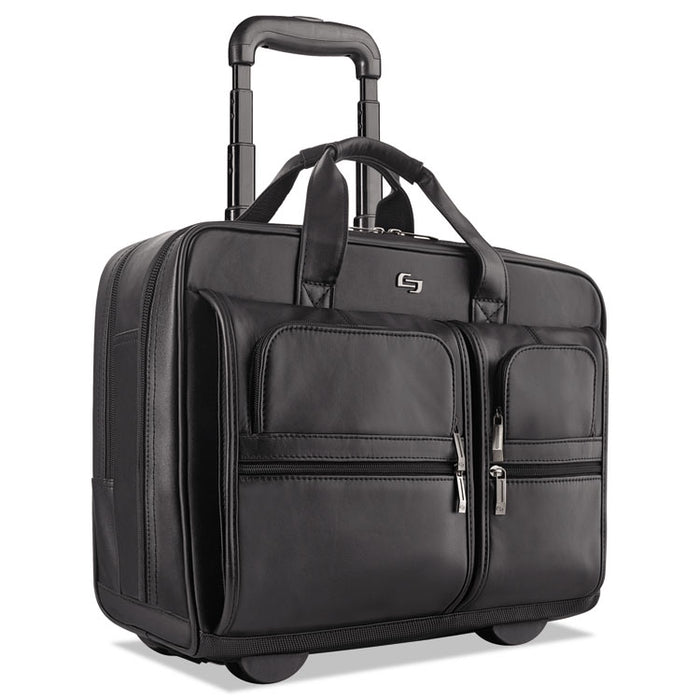 Classic Leather Rolling Case, 15.6", 16 7/10" x 7" x 13", Black