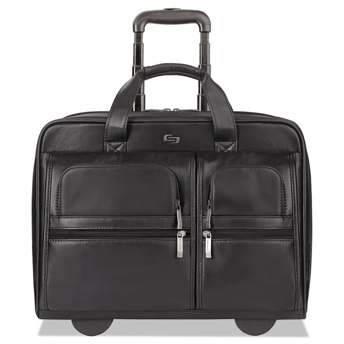 Classic Leather Rolling Case, 15.6", 16 7/10" x 7" x 13", Black