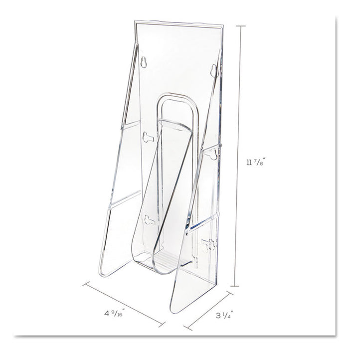 Stand-Tall Wall-Mount Literature Rack, Leaflet, 4.56w x 3.25d x 11.88h, Clear