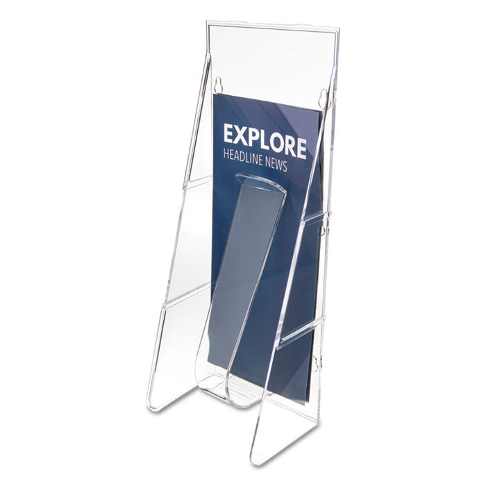 Stand-Tall Wall-Mount Literature Rack, Leaflet, 4.56w x 3.25d x 11.88h, Clear