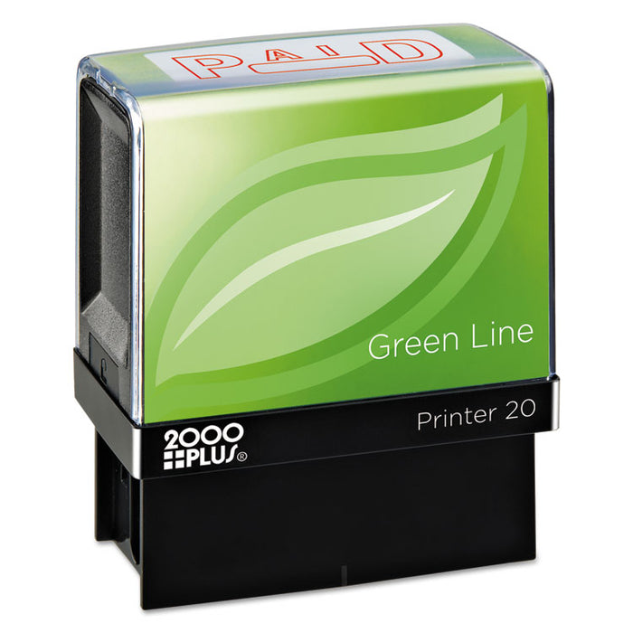 Green Line Message Stamp, Paid, 1 1/2 x 9/16, Red