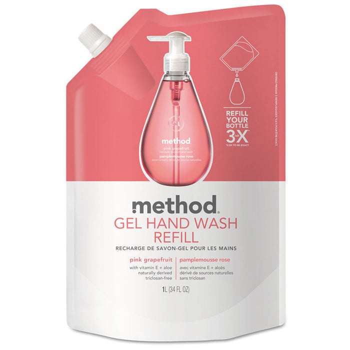 Gel Hand Wash Refill, Pink Grapefruit, 34 oz Pouch