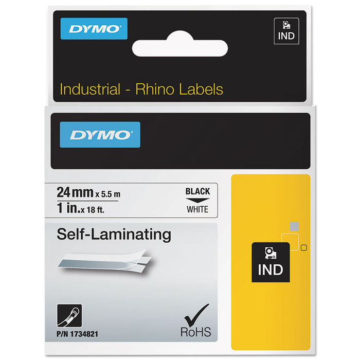 Industrial Self-Laminating Labels, 1" x 18 ft, White