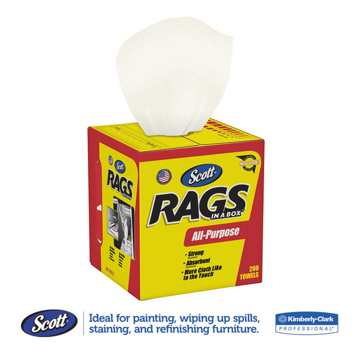 Rags in a Box, POP-UP Box, 10 x 12, White, 200/Box, 8 Boxes per Carton