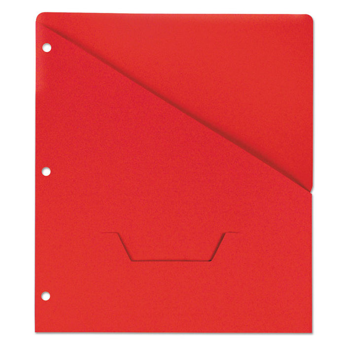 Slash-Cut Pockets for Three-Ring Binders, Jacket, Letter, 11 Pt., 8.5 x 11, Red, 10/Pack