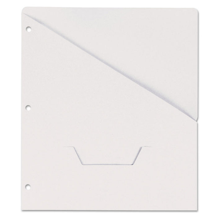 Slash-Cut Pockets for Three-Ring Binders, Jacket, Letter, 11 Pt., 9.75 x 11.75, White, 10/Pack