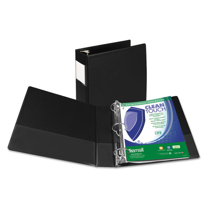 Clean Touch Locking Round Ring Reference Binder Protected w/Antimicrobial Additive, 3 Rings, 2" Capacity, 11 x 8.5, Black