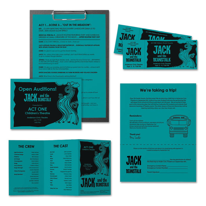 Color Paper, 24 lb Bond Weight, 8.5 x 11, Terrestrial Teal, 500 Sheets/Ream