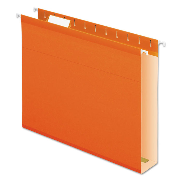 Extra Capacity Reinforced Hanging File Folders with Box Bottom, Letter Size, 1/5-Cut Tab, Orange, 25/Box