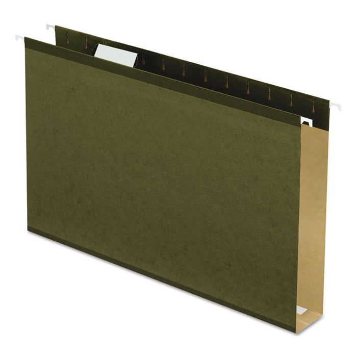 Extra Capacity Reinforced Hanging File Folders with Box Bottom, Legal Size, 1/5-Cut Tab, Standard Green, 25/Box