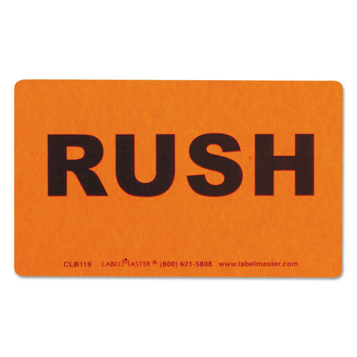 Shipping and Handling Self-Adhesive Labels, RUSH, 2.5 x 5.38, Black/Red, 500/Roll