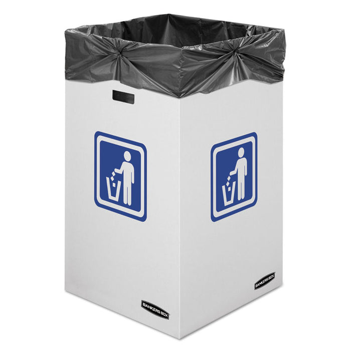 Waste and Recycling Bin, 42 gal, White, 10/Carton