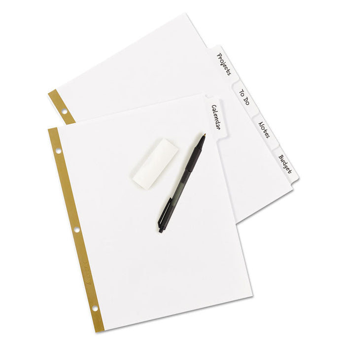 Write and Erase Big Tab Paper Dividers, 5-Tab, White, Letter