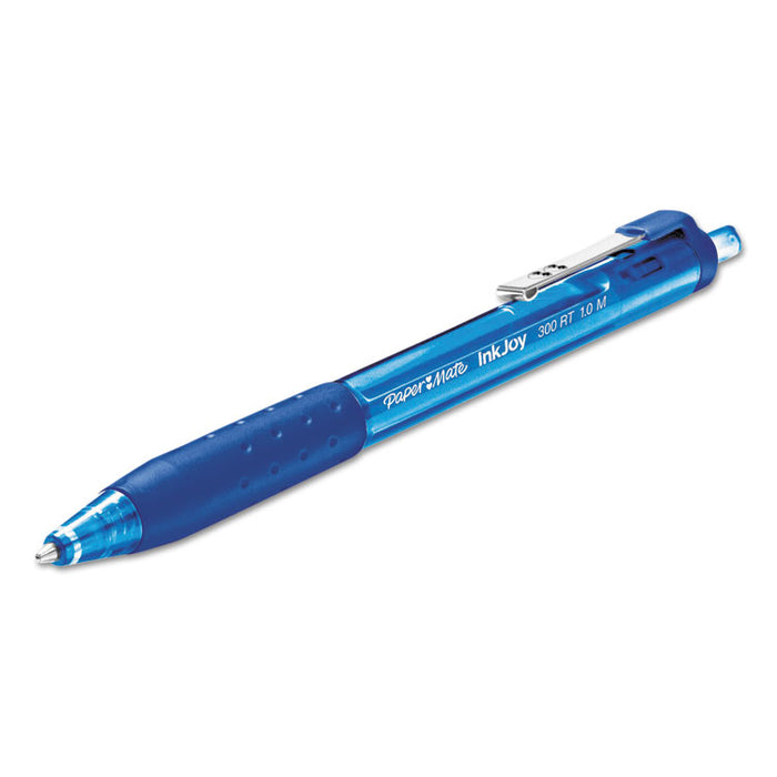 InkJoy 300 RT Ballpoint Pen, Retractable, Medium 1 mm, Blue Ink, Blue Barrel, Dozen