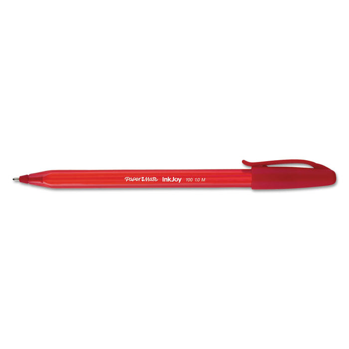 InkJoy 100 Stick Ballpoint Pen, Medium 1mm, Red Ink/Barrel, Dozen