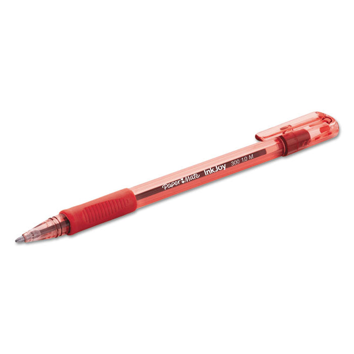 InkJoy 300 Stick Ballpoint Pen, Medium 1mm, Red Ink, Translucent Red Barrel, Dozen