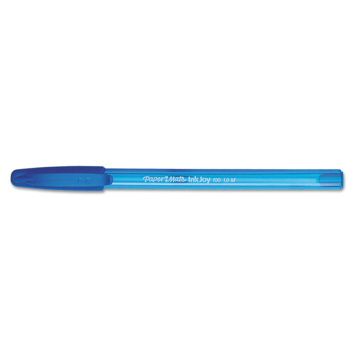 InkJoy 100 Ballpoint Pen, Stick, Medium 1 mm, Blue Ink, Blue Barrel, Dozen