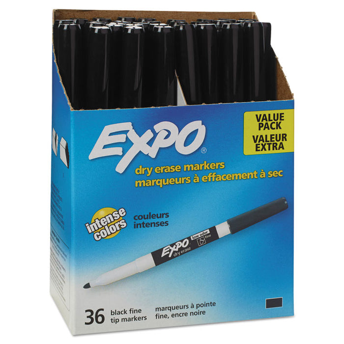 Low-Odor Dry-Erase Marker, Fine Bullet Tip, Black, 36/Box