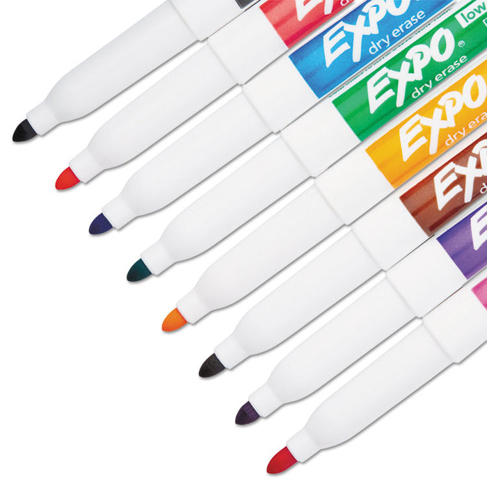 Low-Odor Dry-Erase Marker, Fine Bullet Tip, Assorted Colors, 8/Set