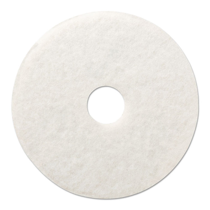 Polishing Floor Pads, 12" Diameter, White, 5/Carton