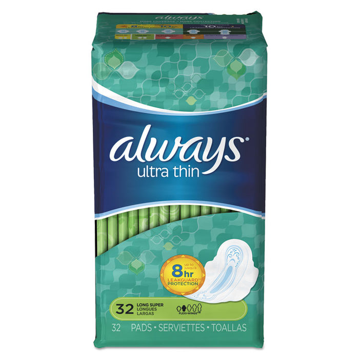 Ultra Thin Pads with Wings, Super Long, 32/Pack, 6 Packs/Carton