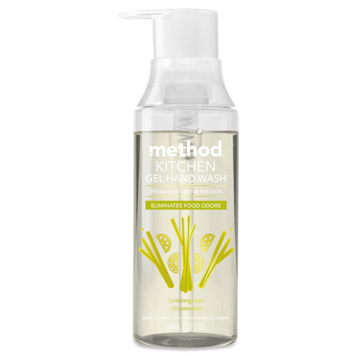 Kitchen Gel Hand Wash, Lemongrass, 12 oz Pump Bottle, 6/Carton