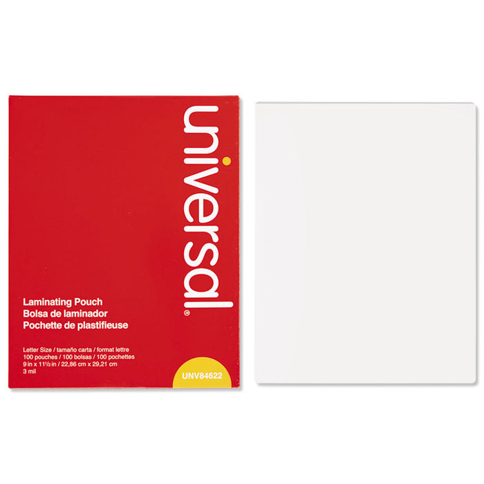 Laminating Pouches, 3 mil, 9" x 11.5", Matte Clear, 100/Box