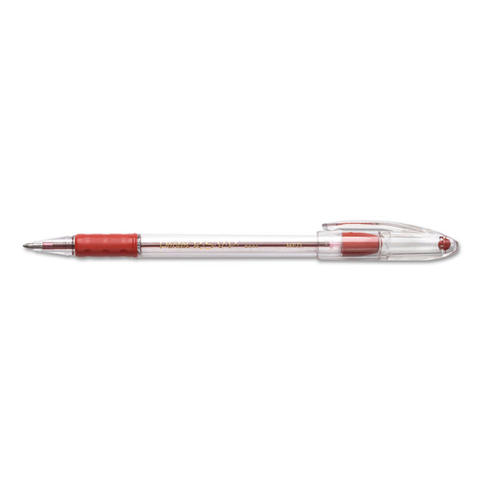 R.S.V.P. Ballpoint Pen, Stick, Medium 1 mm, Red Ink, Clear/Red Barrel, Dozen