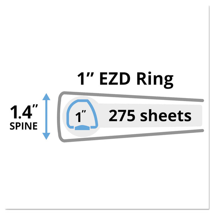 Heavy-Duty View Binder with DuraHinge and One Touch EZD Rings, 3 Rings, 1" Capacity, 11 x 8.5, Black