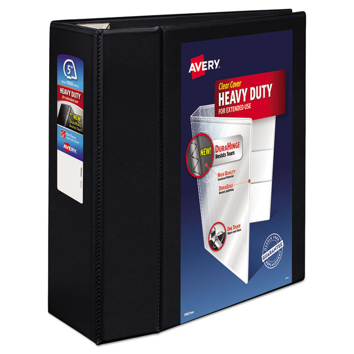 Heavy-Duty View Binder with DuraHinge and Locking One Touch EZD Rings, 3 Rings, 5" Capacity, 11 x 8.5, Black