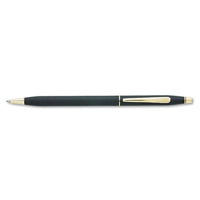 Classic Century Twist-Action Ballpoint Pen, Retractable, Medium 1 mm, Black Ink, Black/Gold Barrel