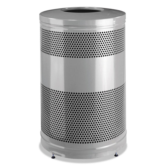 Classics Open Top Waste Receptacle, 51 gal, Stardust Silver Metallic with Black Lid