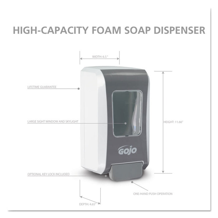 FMX-20 Soap Dispenser, 2000 mL, 6.5" x 4.7" x 11.7", White/Gray